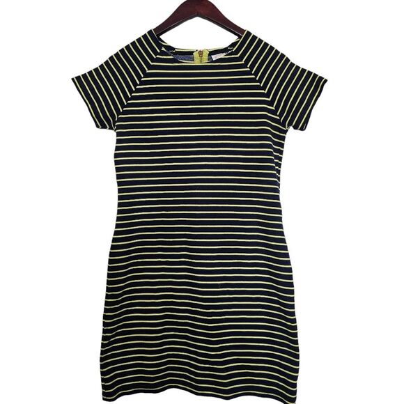 STS Sail To Sable Crew Neck Mini‎ Dress Short Sleeve Navy and Lime Stripped XS - Picture 1 of 7
